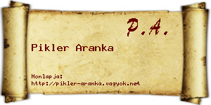 Pikler Aranka névjegykártya